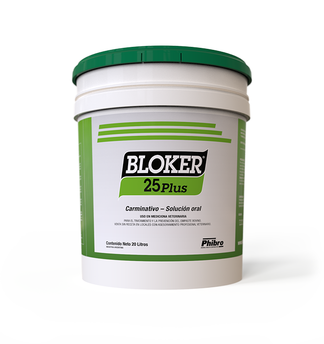 Bloker 25 Plus Carminativo, en base a Tensioactivos no Iónicos, para dosificar en bebederos o aspersión de pasturas

